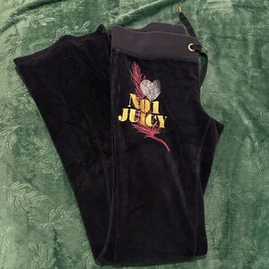 Juicy Couture Navy Blue Velour Pants with Gold Juicy Logo